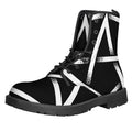 Black And White Pentagram Symbol Print Lace-Up Boots