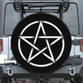 Black And White Pentagram Symbol Print Leather Spare Tire Cover