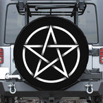Black And White Pentagram Symbol Print Leather Spare Tire Cover