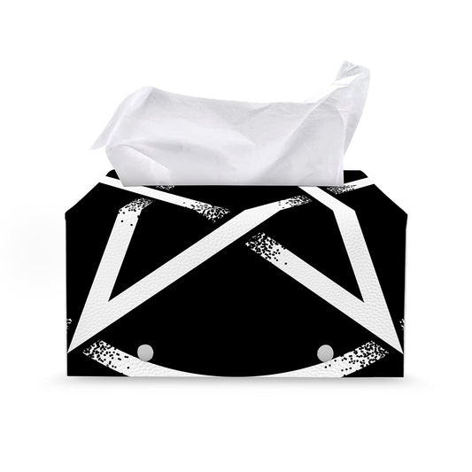 Black And White Pentagram Symbol Print Leather Tissue Box Cover