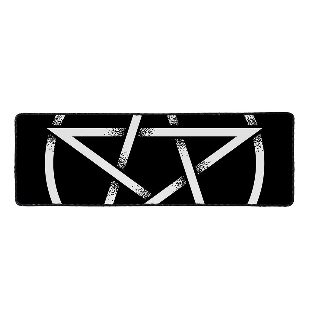 Black And White Pentagram Symbol Print Long Kitchen Mat