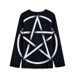 Black And White Pentagram Symbol Print Long Sleeve Short Coat