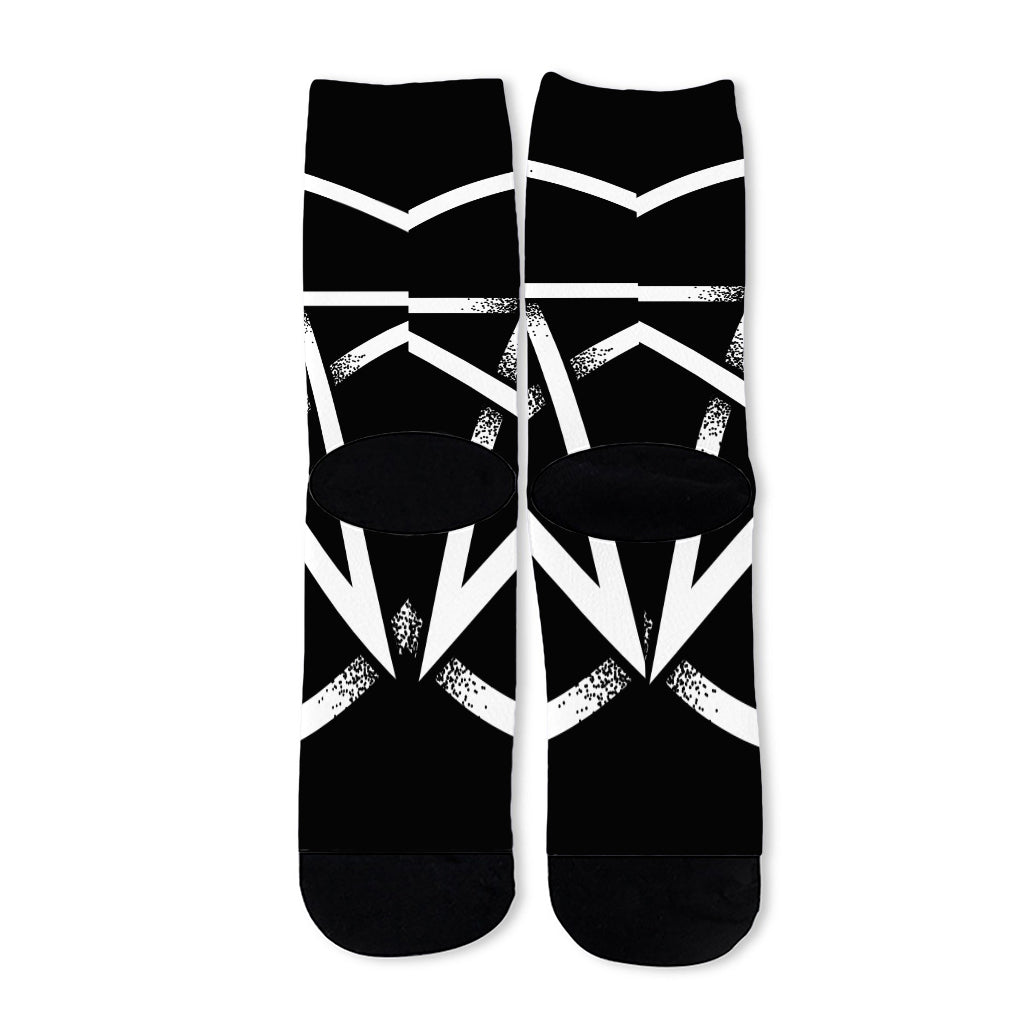 Black And White Pentagram Symbol Print Long Socks