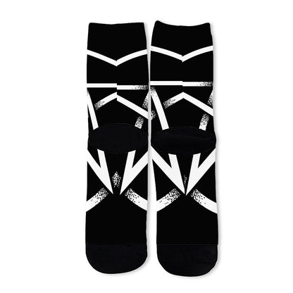 Black And White Pentagram Symbol Print Long Socks