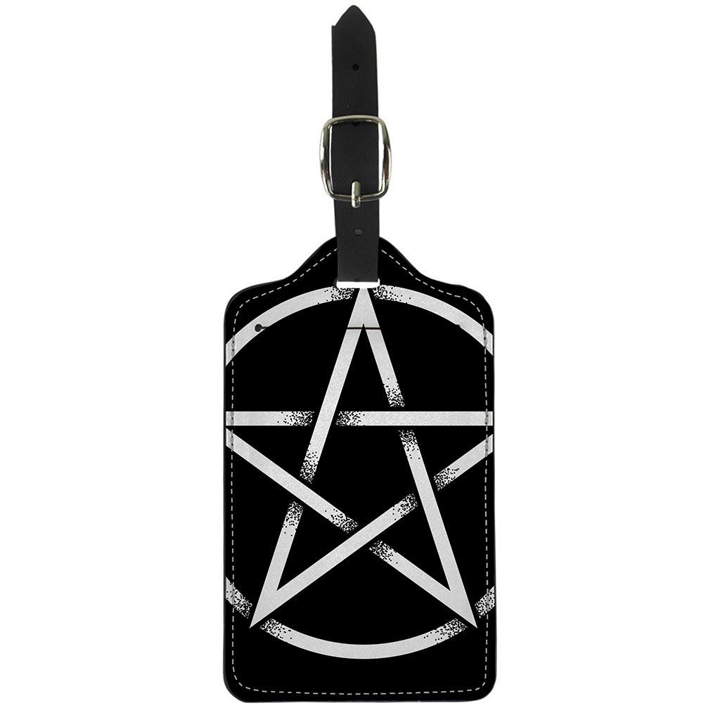 Black And White Pentagram Symbol Print Luggage Tag