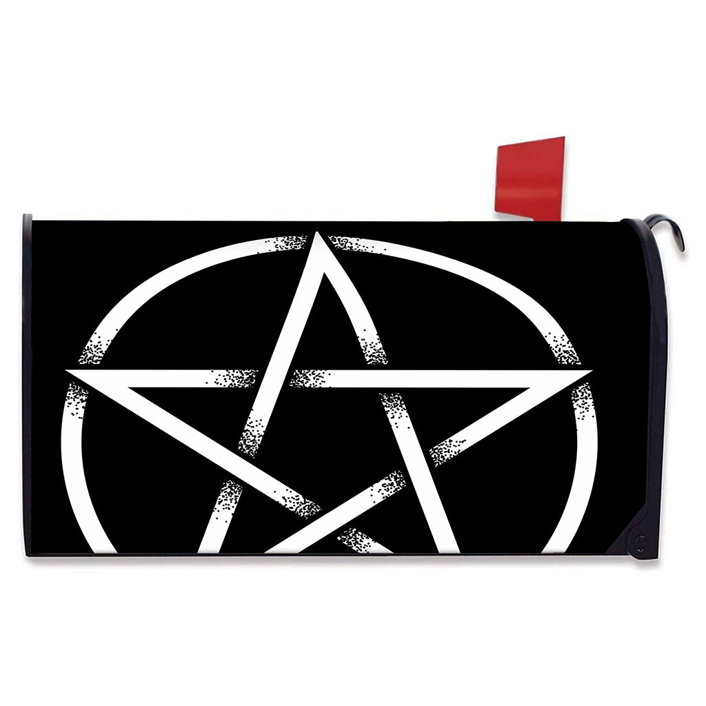 Black And White Pentagram Symbol Print Mailbox Cover