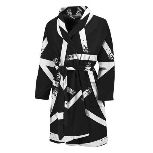 Black And White Pentagram Symbol Print Men's Bathrobe