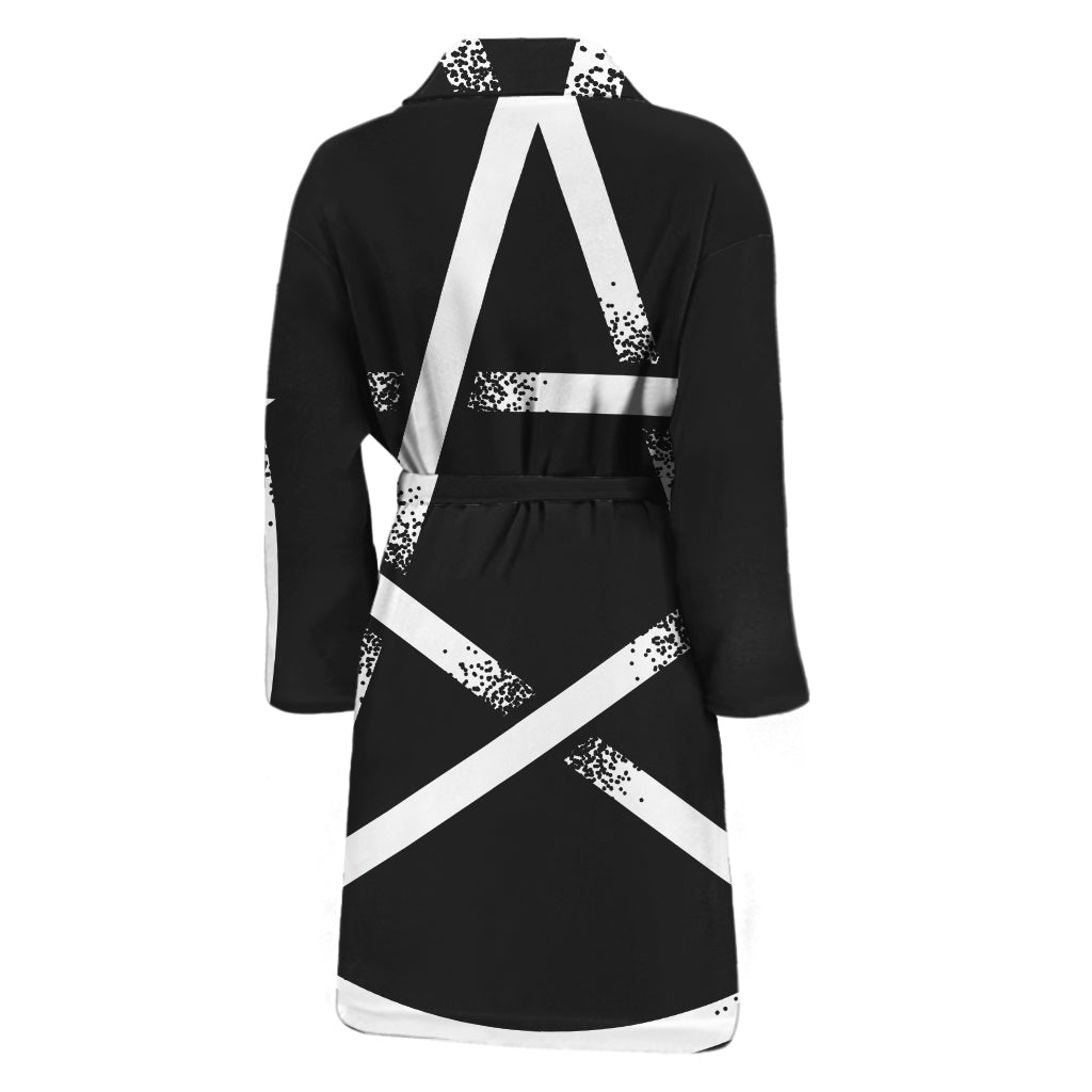 Black And White Pentagram Symbol Print Men's Bathrobe