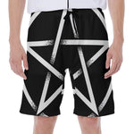Black And White Pentagram Symbol Print Men's Beach Shorts
