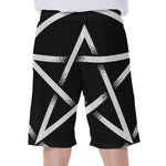 Black And White Pentagram Symbol Print Men's Beach Shorts