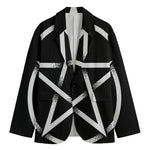 Black And White Pentagram Symbol Print Men's Blazer