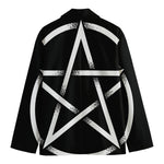 Black And White Pentagram Symbol Print Men's Blazer