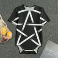 Black And White Pentagram Symbol Print Men's Bodysuit