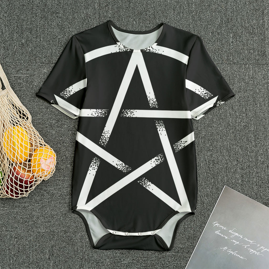 Black And White Pentagram Symbol Print Men's Bodysuit