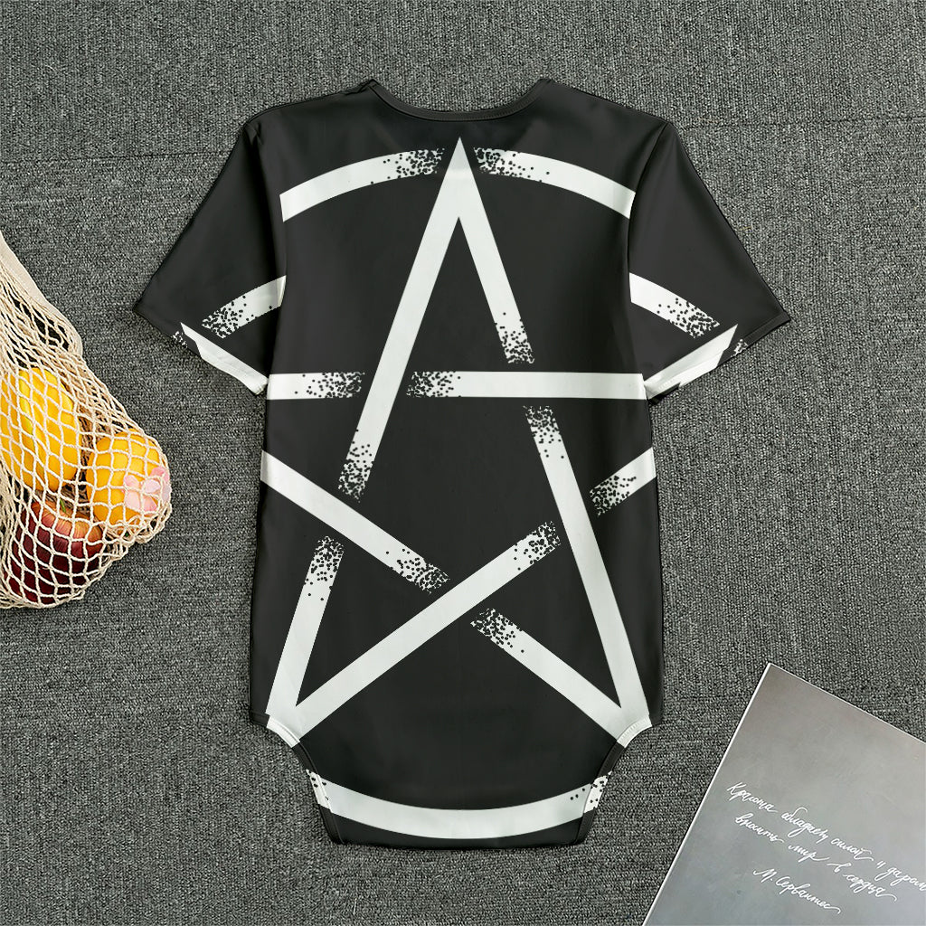 Black And White Pentagram Symbol Print Men's Bodysuit
