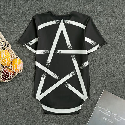 Black And White Pentagram Symbol Print Men's Bodysuit