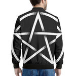 Black And White Pentagram Symbol Print Men's Bomber Jacket