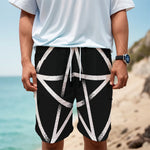 Black And White Pentagram Symbol Print Men's Cargo Shorts