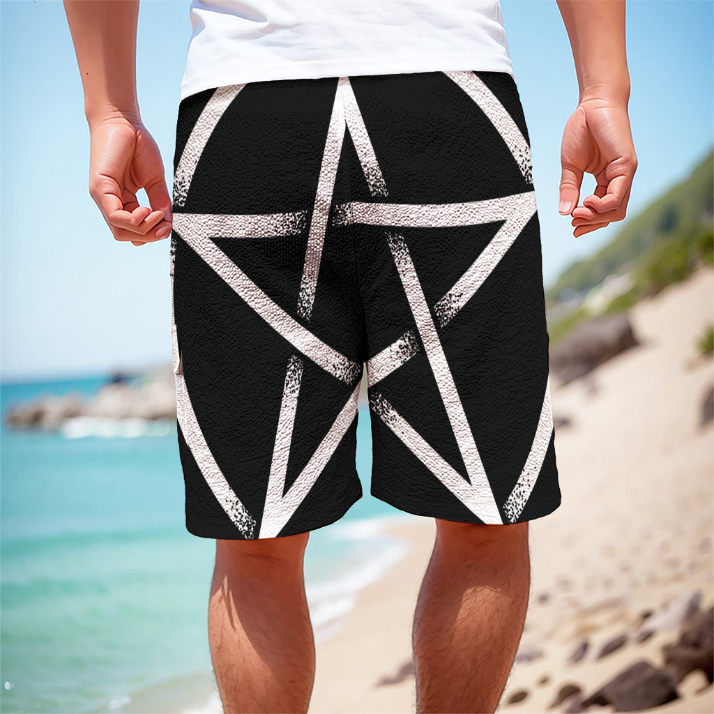 Black And White Pentagram Symbol Print Men's Cargo Shorts
