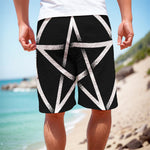 Black And White Pentagram Symbol Print Men's Cargo Shorts