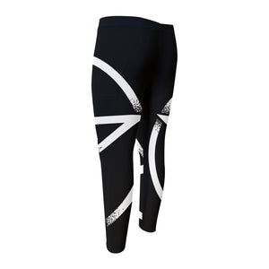 Black And White Pentagram Symbol Print Men's Compression Pants