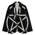 Black And White Pentagram Symbol Print Men's Cotton Blazer