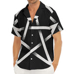 Black And White Pentagram Symbol Print Men's Deep V-Neck Shirt