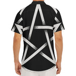 Black And White Pentagram Symbol Print Men's Deep V-Neck Shirt
