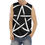Black And White Pentagram Symbol Print Men's Fitness Tank Top