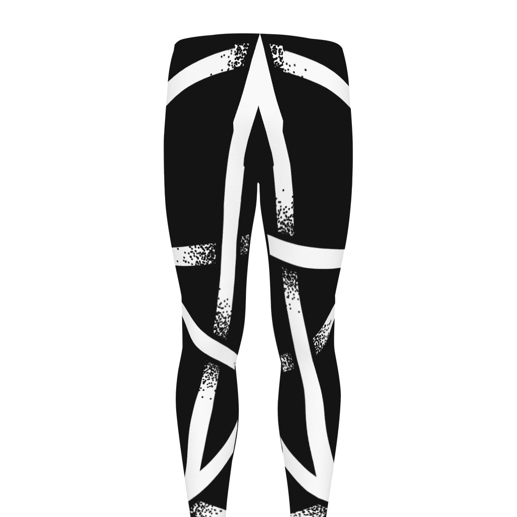 Black And White Pentagram Symbol Print Men's leggings