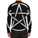 Black And White Pentagram Symbol Print Men's Long Sleeve Rash Guard