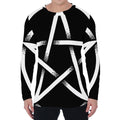 Black And White Pentagram Symbol Print Men's Long Sleeve T-Shirt