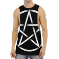 Black And White Pentagram Symbol Print Men's Muscle Tank Top