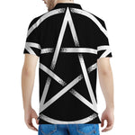 Black And White Pentagram Symbol Print Men's Polo Shirt