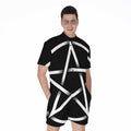 Black And White Pentagram Symbol Print Men's Romper