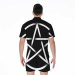 Black And White Pentagram Symbol Print Men's Rompers
