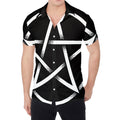 Black And White Pentagram Symbol Print Men's Shirt