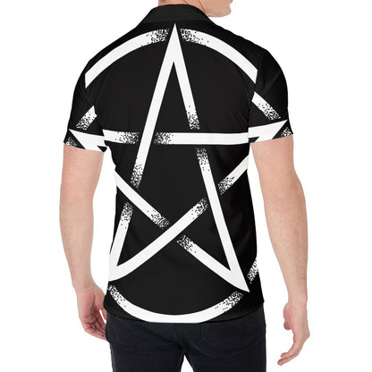 Black And White Pentagram Symbol Print Men's Shirt
