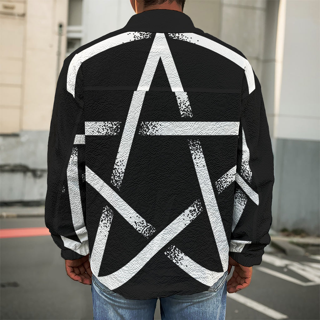 Black And White Pentagram Symbol Print Men's Shirt Jacket