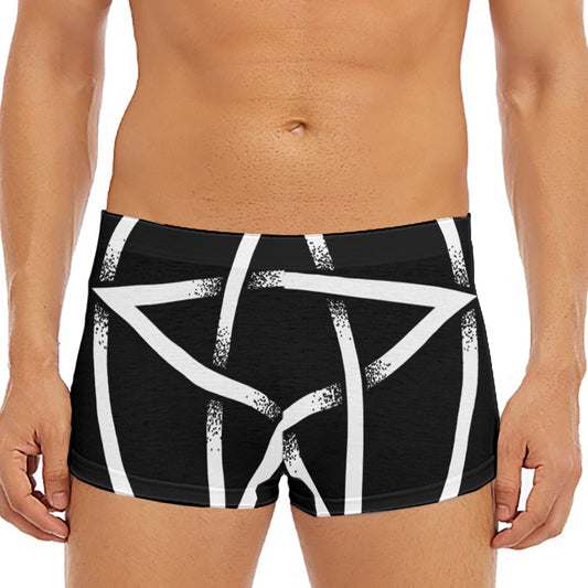 Black And White Pentagram Symbol Print Men's Short Boxer Briefs