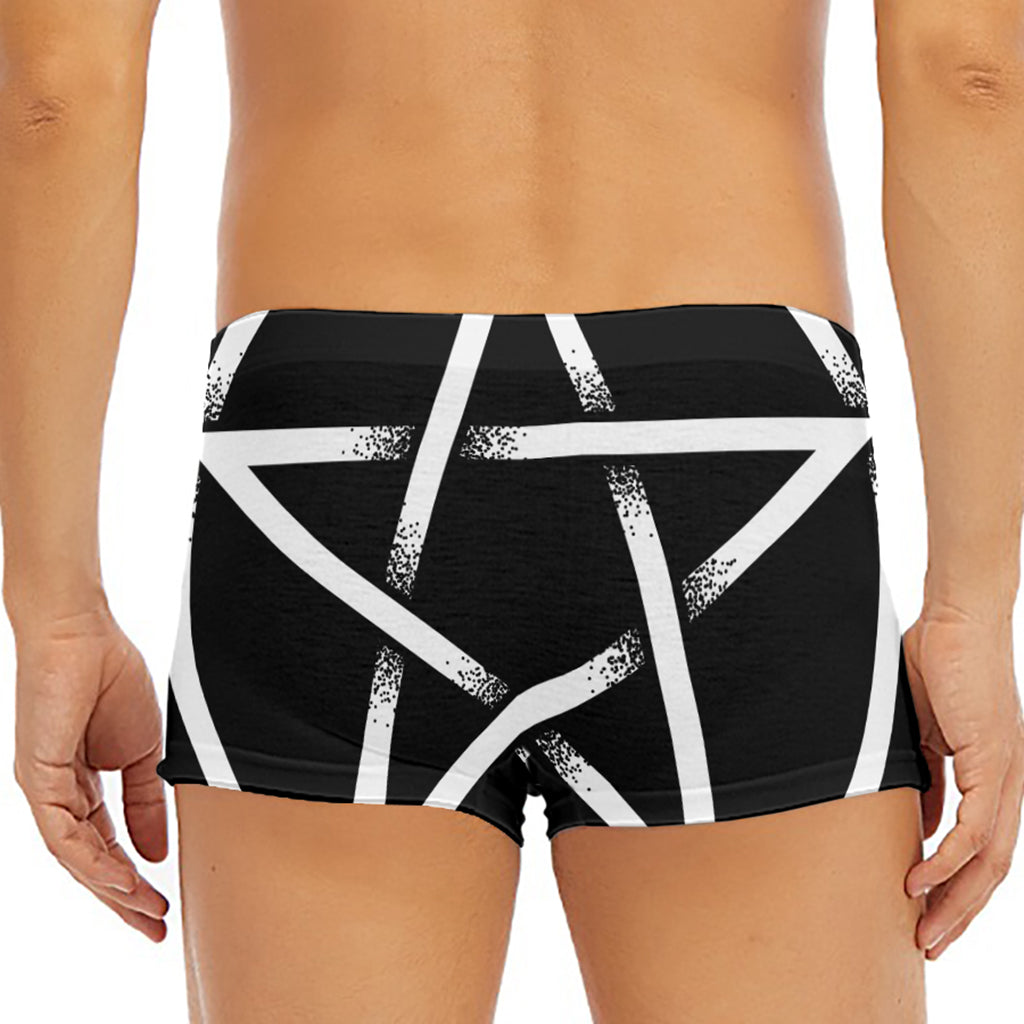 Black And White Pentagram Symbol Print Men's Short Boxer Briefs