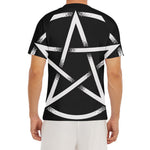 Black And White Pentagram Symbol Print Men's Short Sleeve Rash Guard
