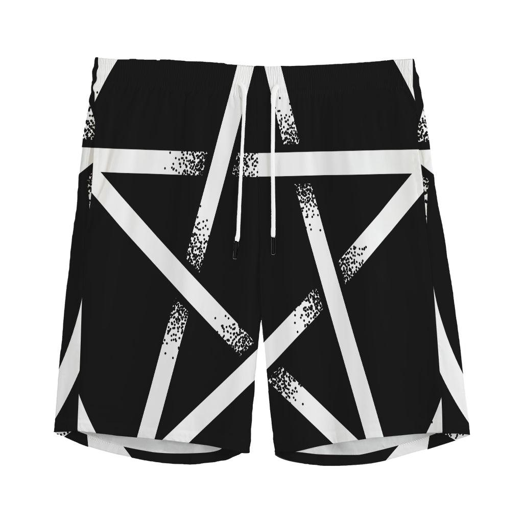 Black And White Pentagram Symbol Print Men's Sports Shorts