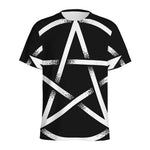 Black And White Pentagram Symbol Print Men's Sports T-Shirt