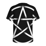 Black And White Pentagram Symbol Print Men's Sports T-Shirt