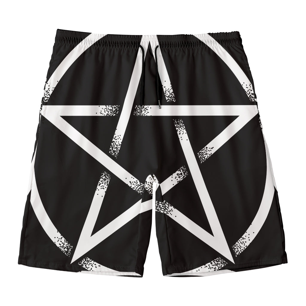 Black And White Pentagram Symbol Print Men's Swim Trunks
