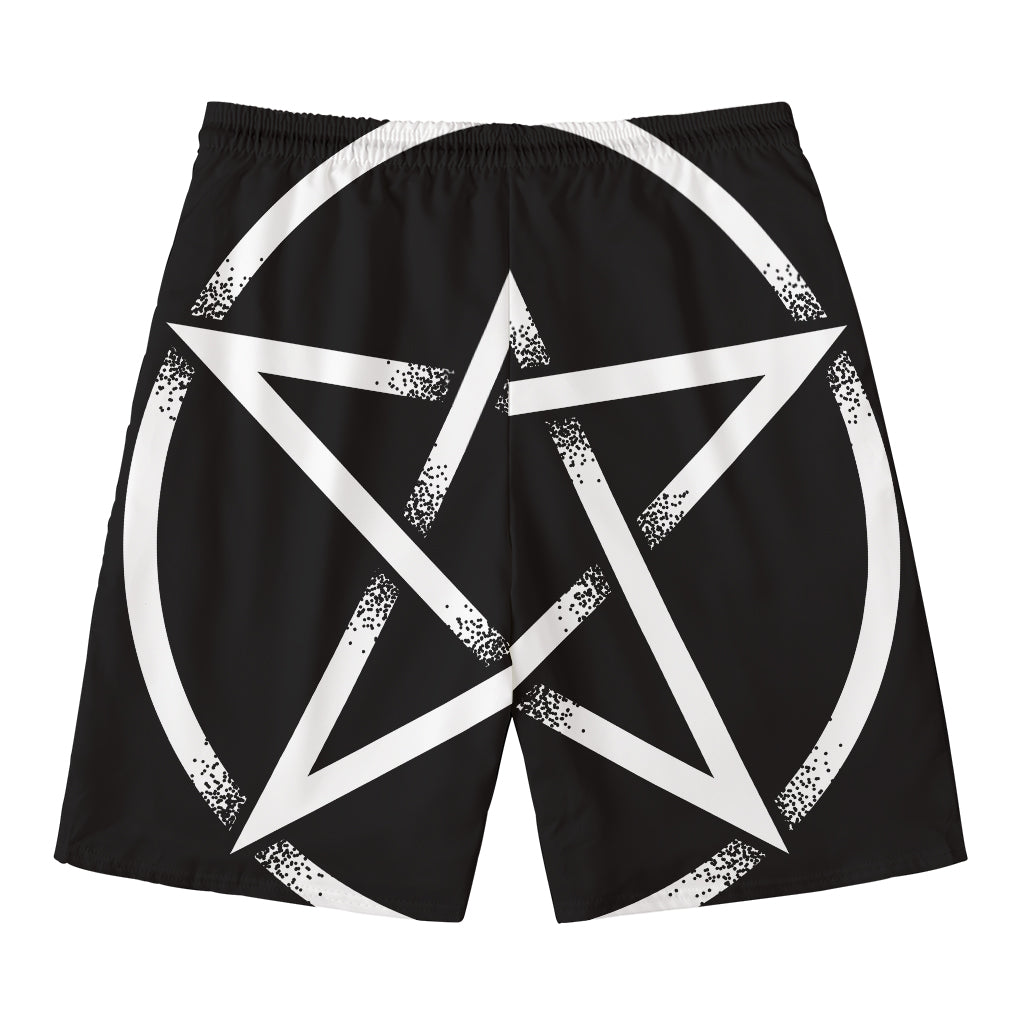 Black And White Pentagram Symbol Print Men's Swim Trunks