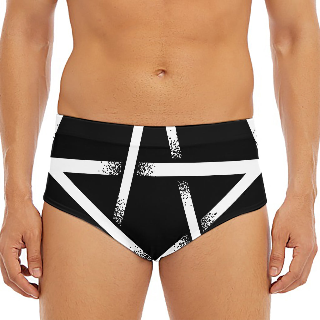 Black And White Pentagram Symbol Print Men's Triangle Swim Briefs
