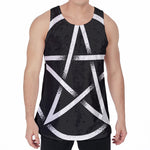 Black And White Pentagram Symbol Print Men's Velvet Tank Top