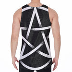 Black And White Pentagram Symbol Print Men's Velvet Tank Top